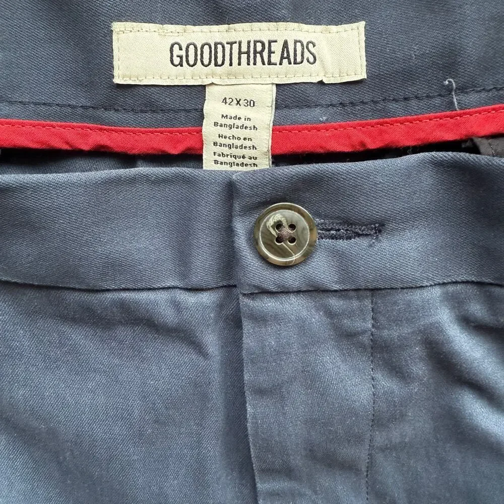 Goodthreads Men's Navy Blue Straight Leg Khaki's Chino Pants Size 42 x 30